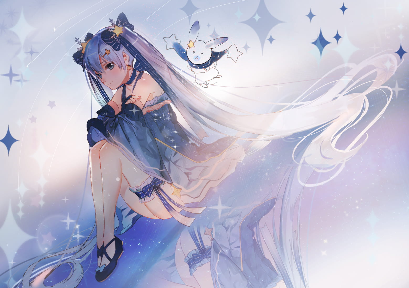 星空下的雪初音 雪初音电脑壁纸(1)