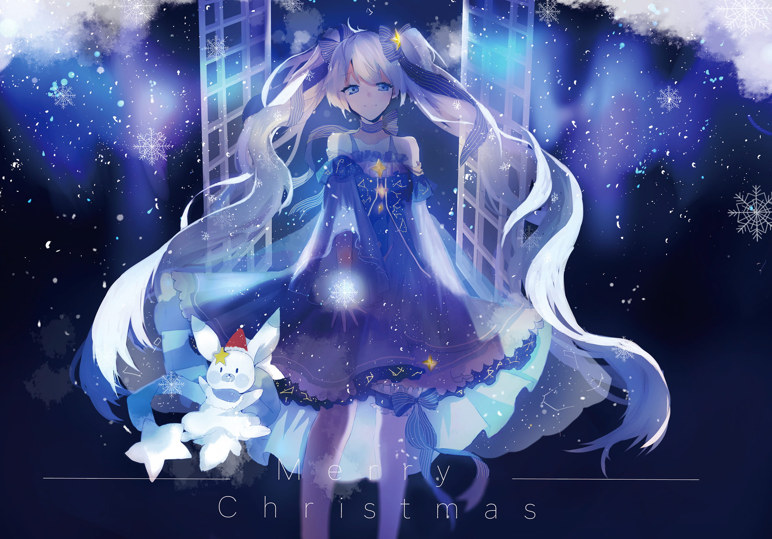 星空下的雪初音 雪初音电脑壁纸(1)