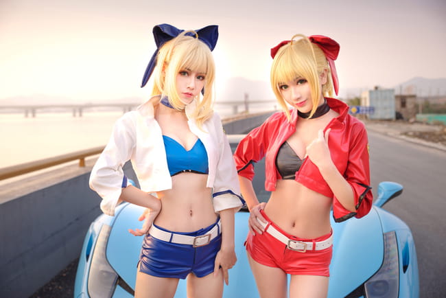 吾王和暴君 我选法拉利 fgo 尼禄&saber cosplay