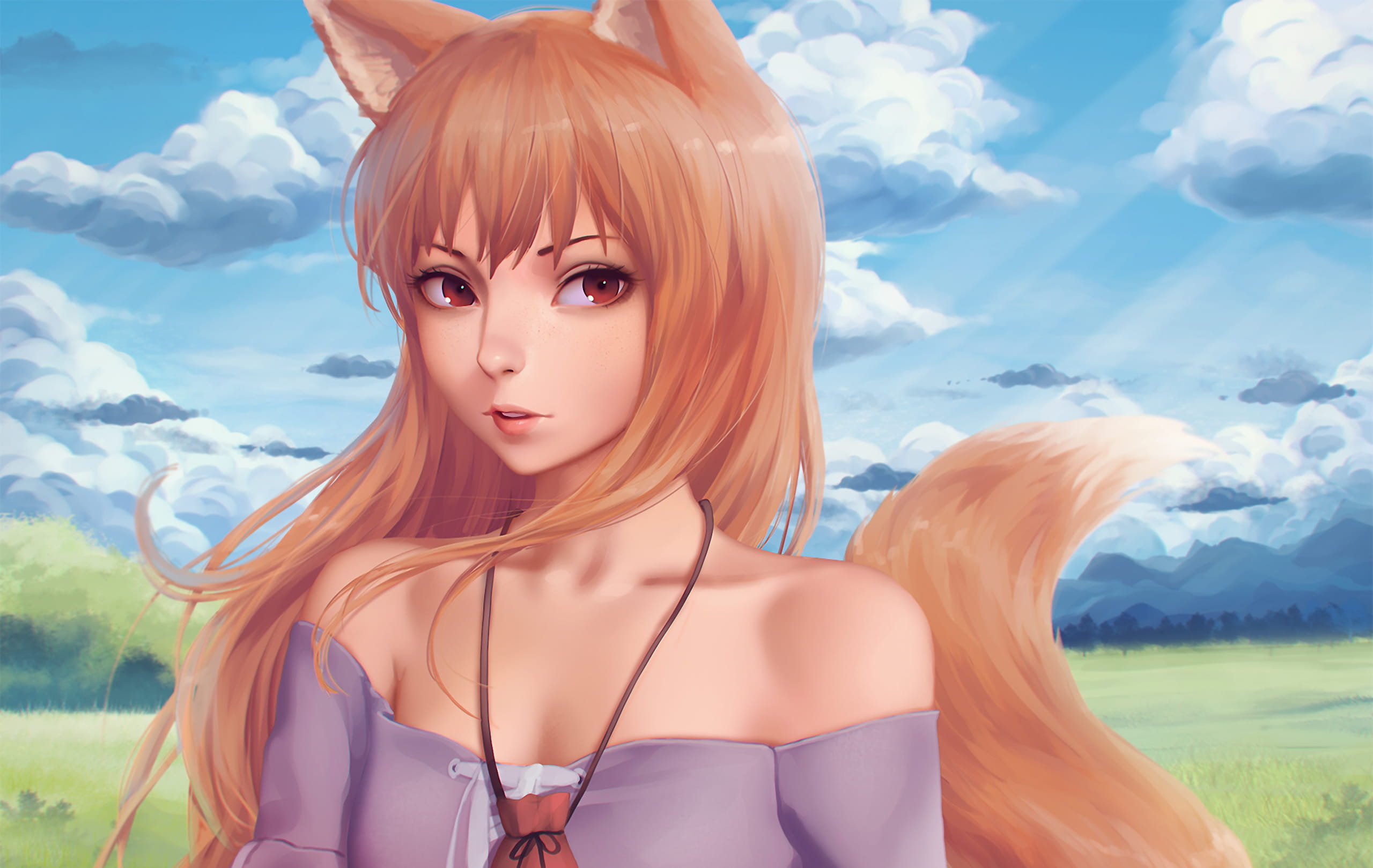 狼少女贤狼赫萝 动漫电脑壁纸(1)