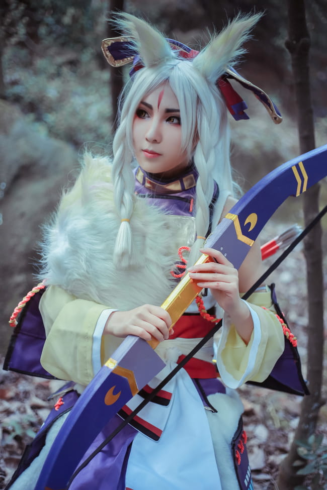 用足，胴造，备弓，起弓，拉弓，会，离，残心---阴阳师白狼