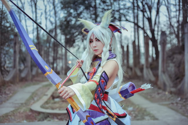 用足，胴造，备弓，起弓，拉弓，会，离，残心---阴阳师白狼