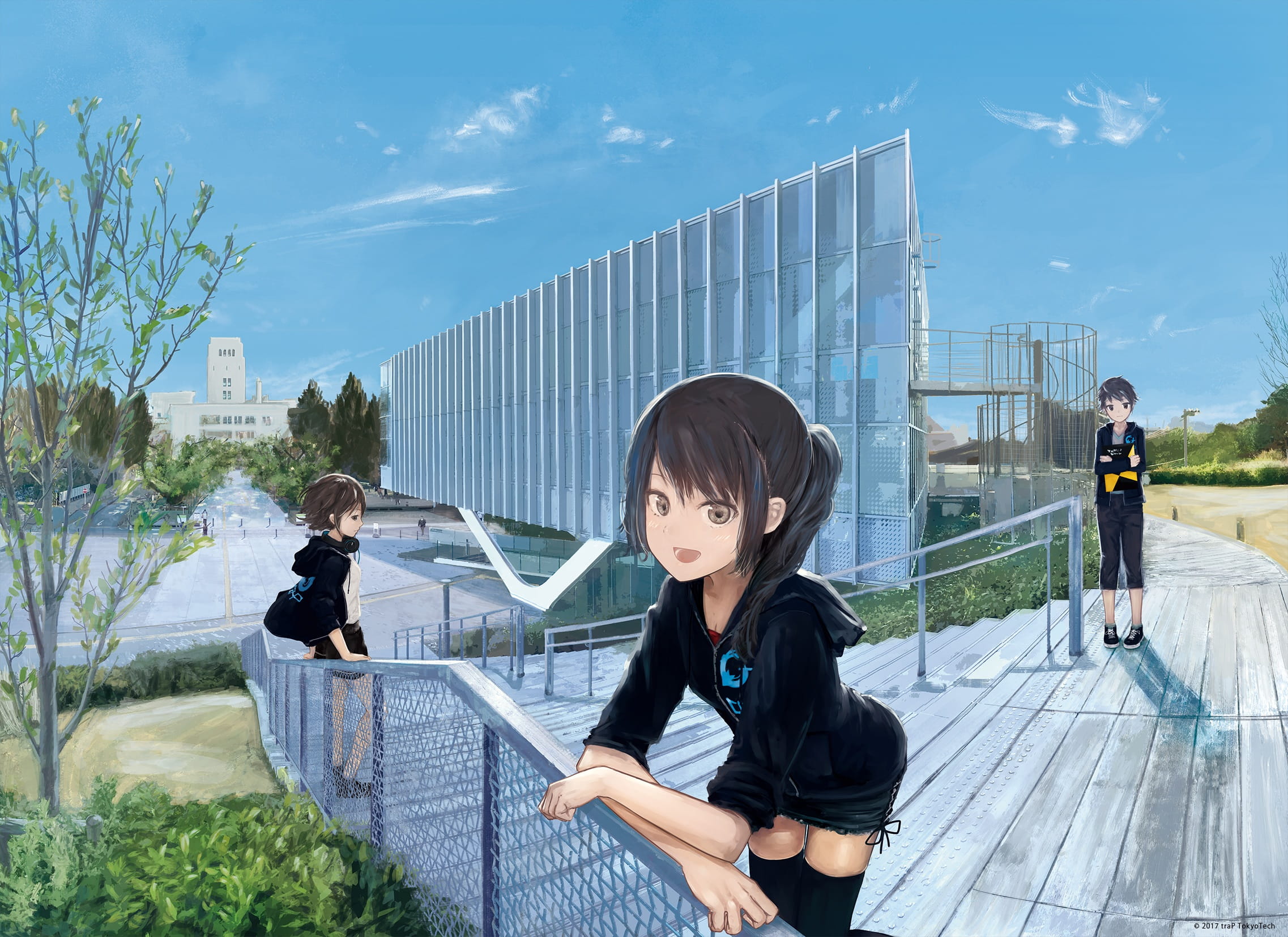 二次元少女露出娇羞的表情 电脑壁纸