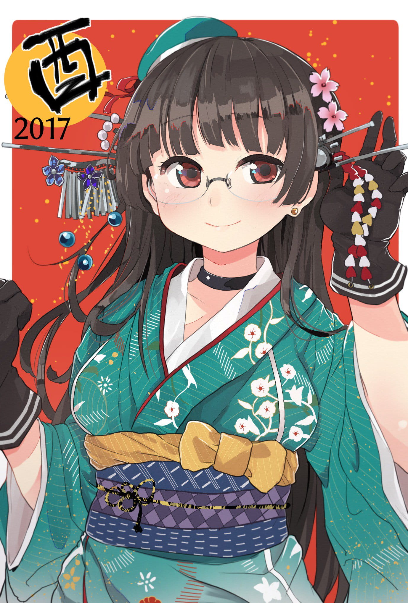 秀色可餐的动漫和服美少女手机壁纸