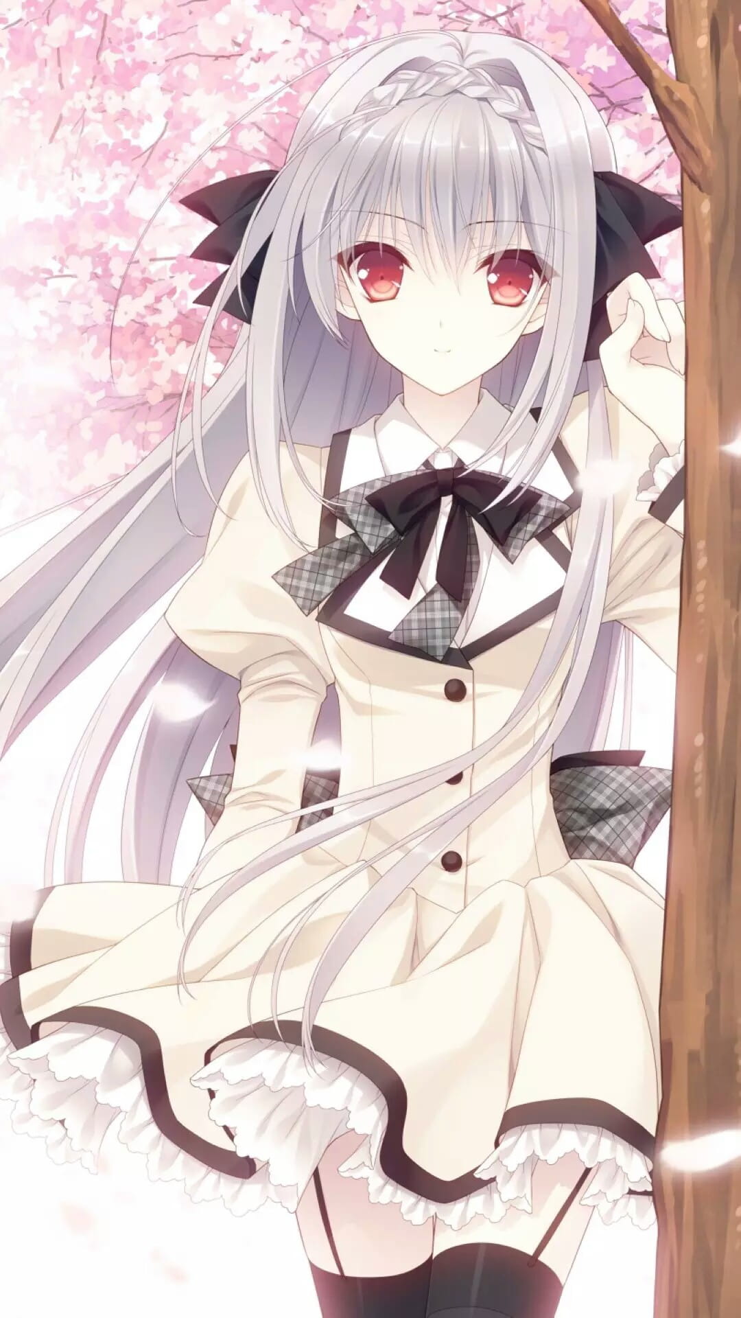 面带微笑的二次元美少女手机壁纸