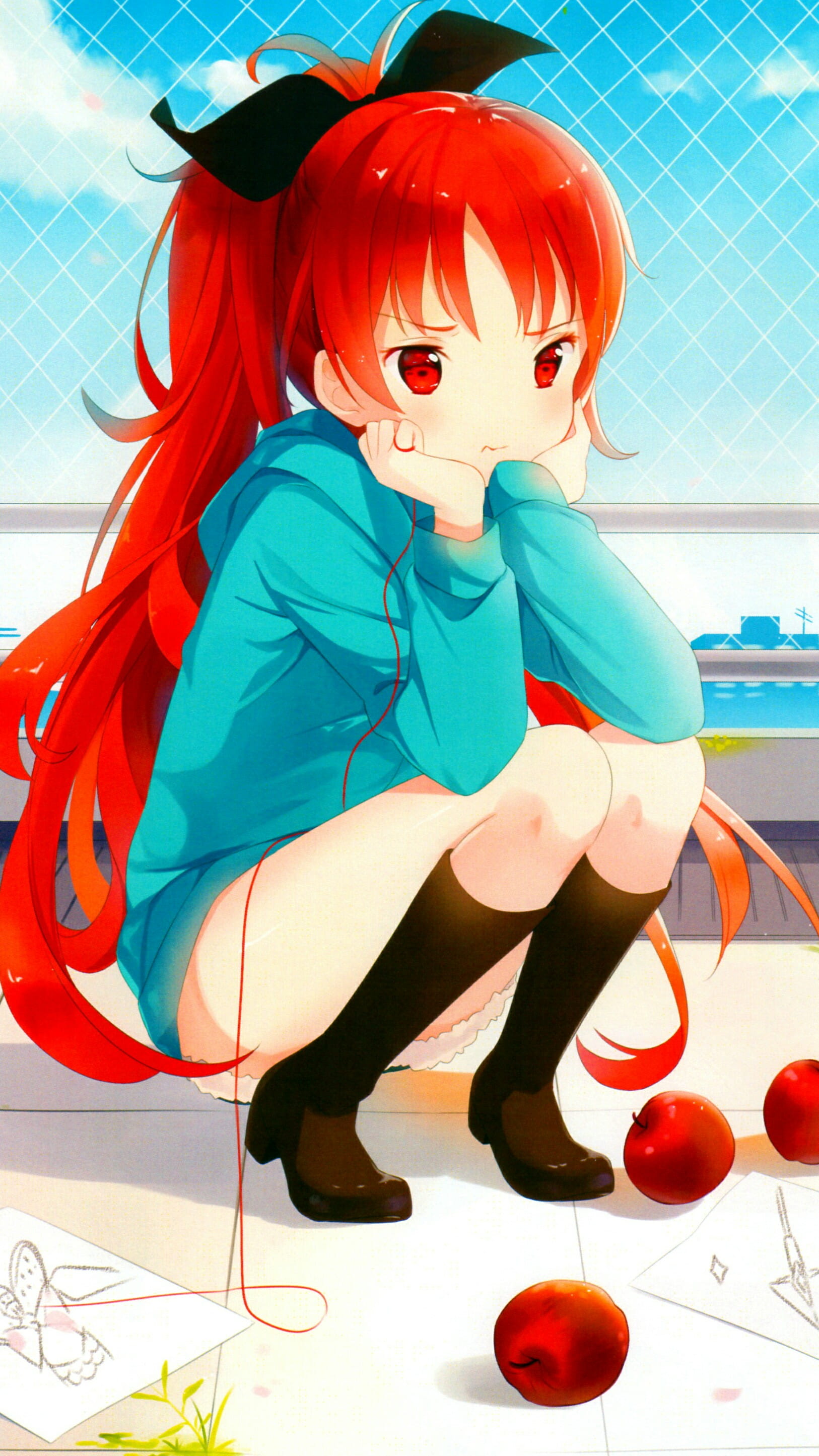 面带微笑的二次元美少女手机壁纸