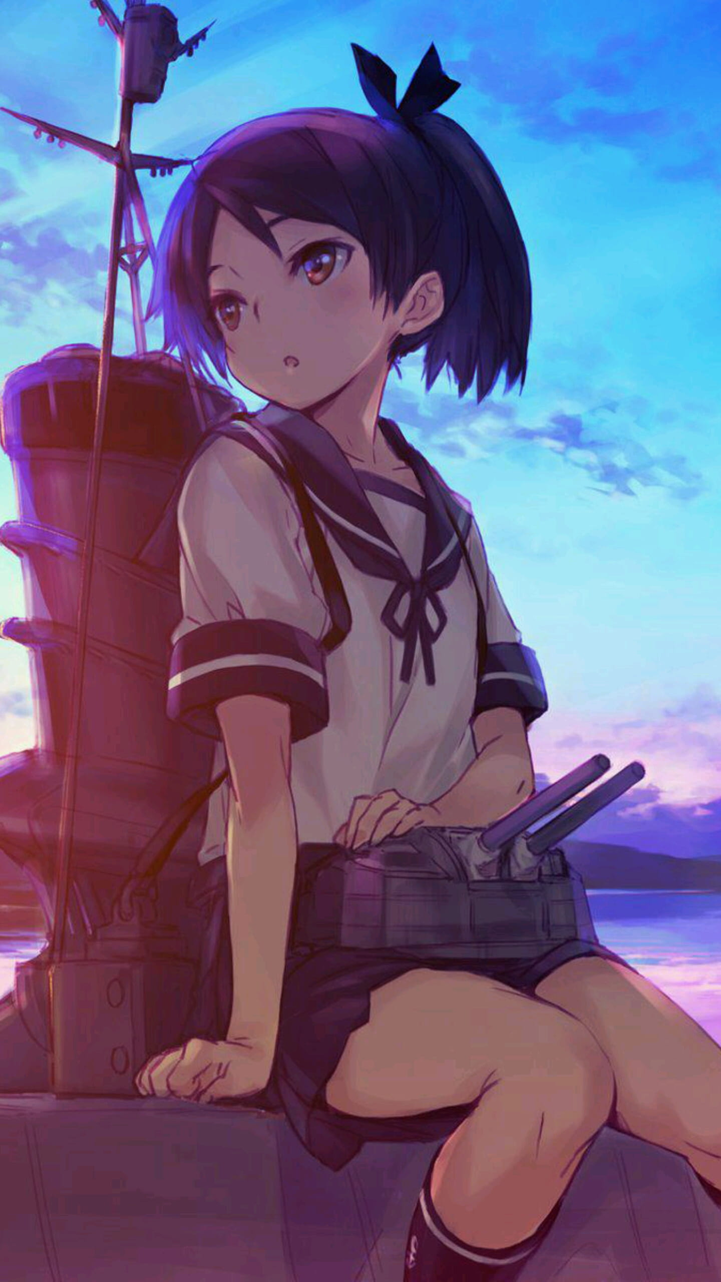 面带微笑的二次元美少女手机壁纸