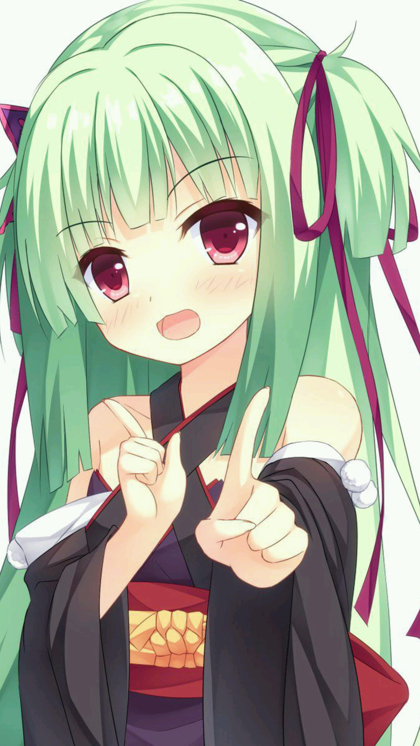 面带微笑的二次元美少女手机壁纸