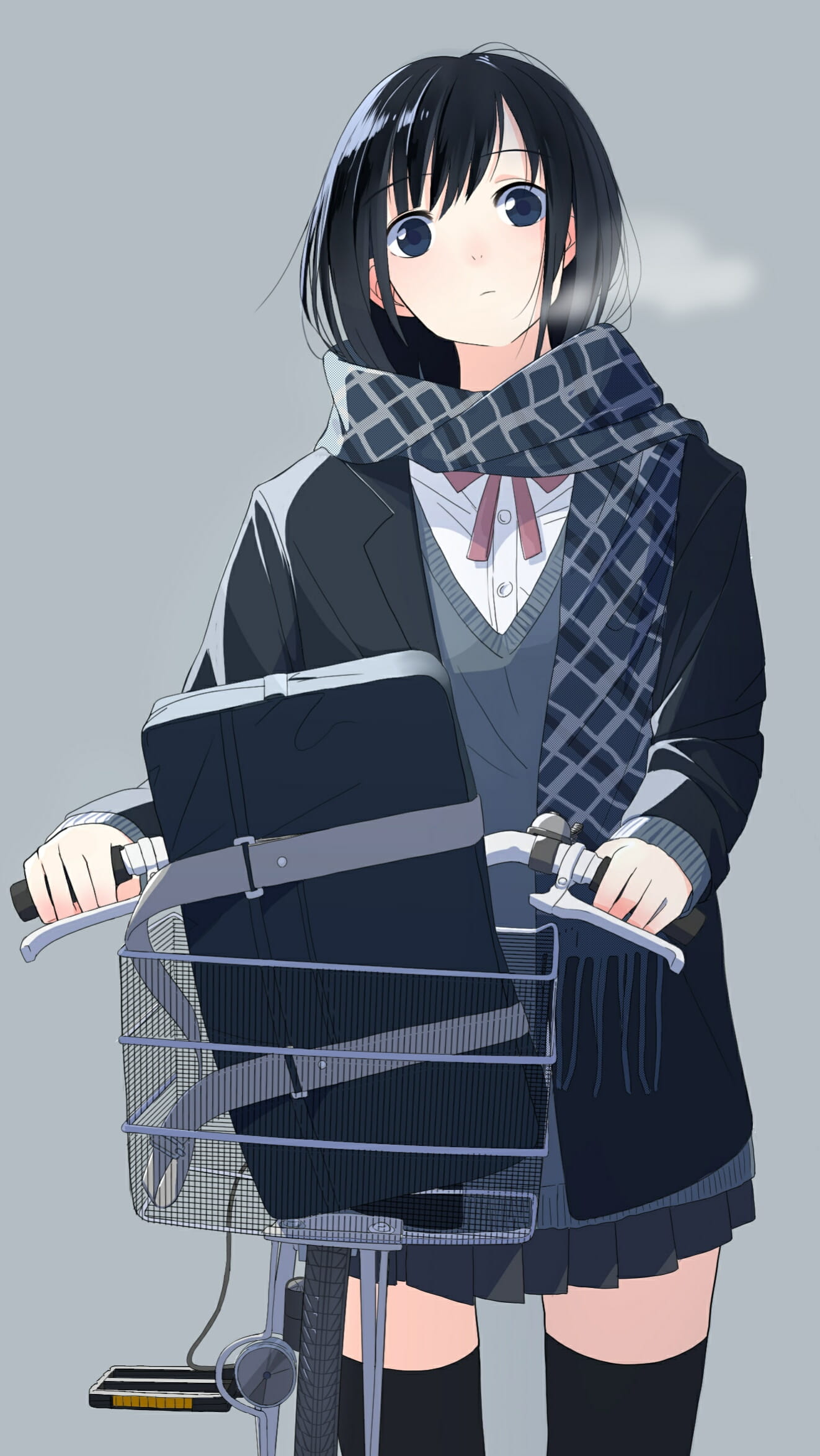 面带微笑的二次元美少女手机壁纸