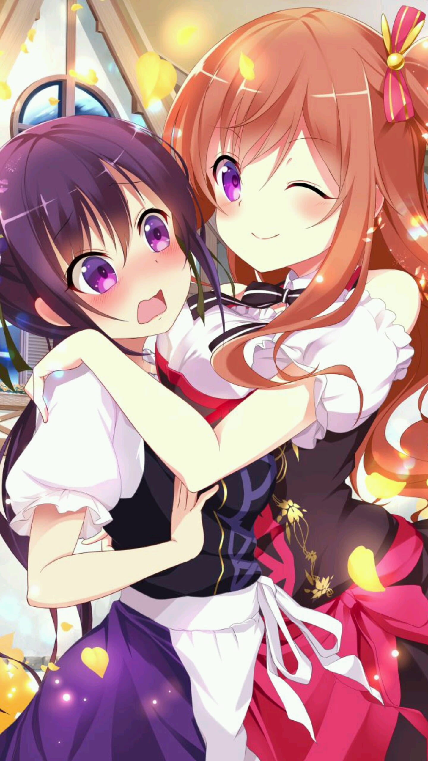 面带微笑的二次元美少女手机壁纸