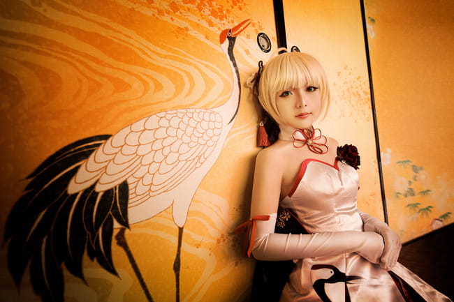 FGO 仙鹤礼装 Saber 阿尔托利亚 COS