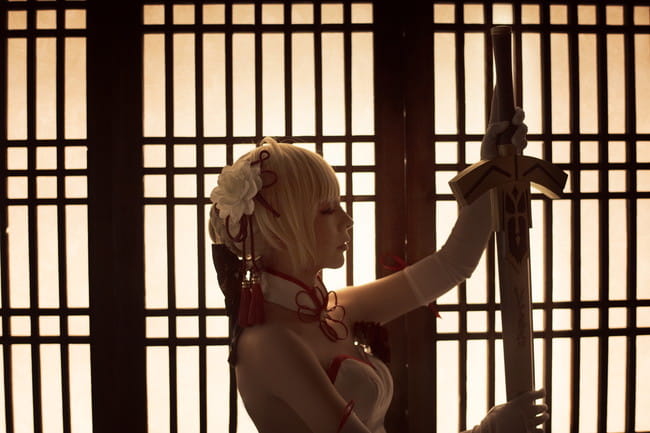 FGO 仙鹤礼装 Saber 阿尔托利亚 COS