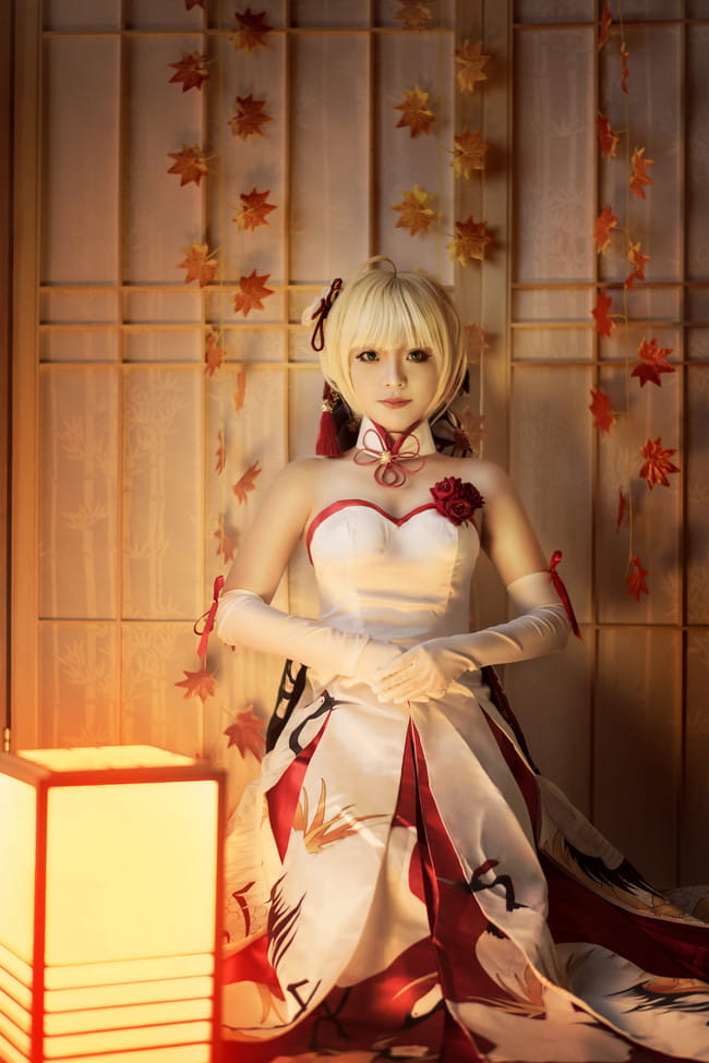 FGO 仙鹤礼装 Saber 阿尔托利亚 COS