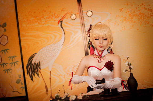 FGO 仙鹤礼装 Saber 阿尔托利亚 COS