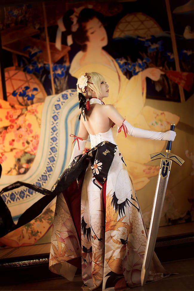 FGO 仙鹤礼装 Saber 阿尔托利亚 COS