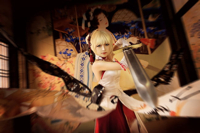 FGO 仙鹤礼装 Saber 阿尔托利亚 COS