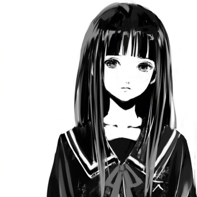 日系黑白病娇女生头像