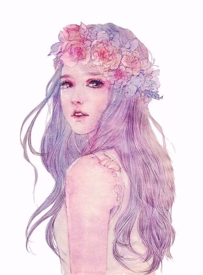 二次元动漫手绘女生手机壁纸