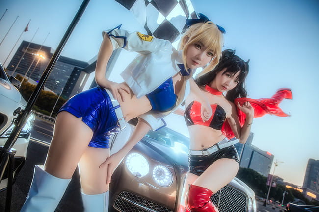 Fate/Grand Order  远坂凛&saber赛车娘cosplay图片
