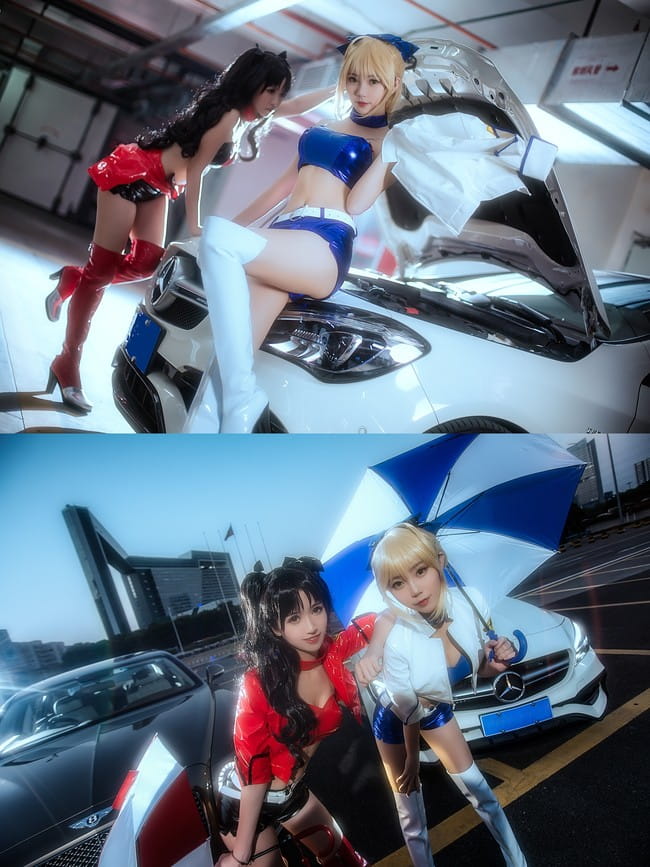 Fate/Grand Order  远坂凛&saber赛车娘cosplay图片