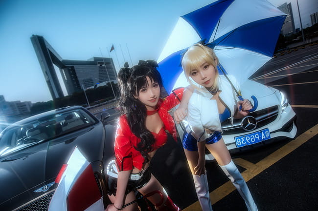Fate/Grand Order  远坂凛&saber赛车娘cosplay图片