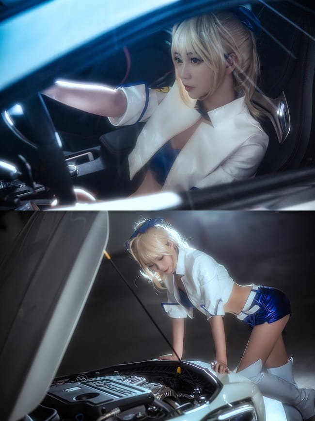 Fate/Grand Order  远坂凛&saber赛车娘cosplay图片