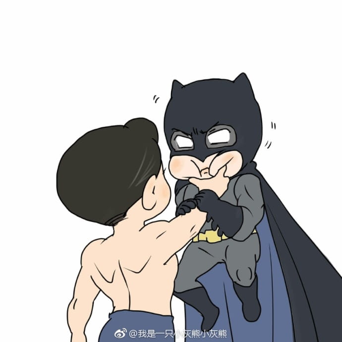 正义联盟电影 超人捏蝙蝠侠脸表情包