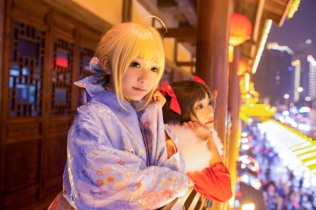 Cos正片 远坂凛新春和服·Saber晴着