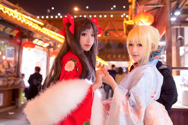 Cos正片 远坂凛新春和服·Saber晴着