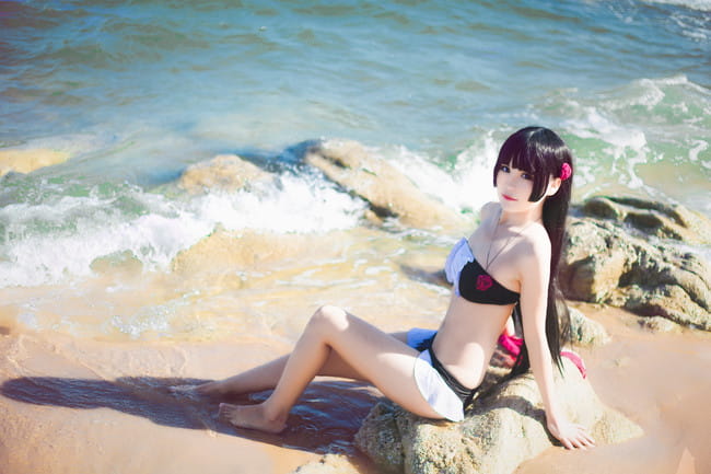 我的妹妹哪有这么可爱！黑猫泳装cosplay图片