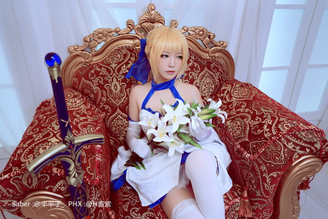 Fate Stay Night Saber蓝百合cosplay图片