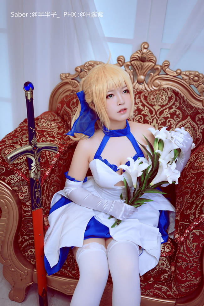 Fate Stay Night Saber蓝百合cosplay图片