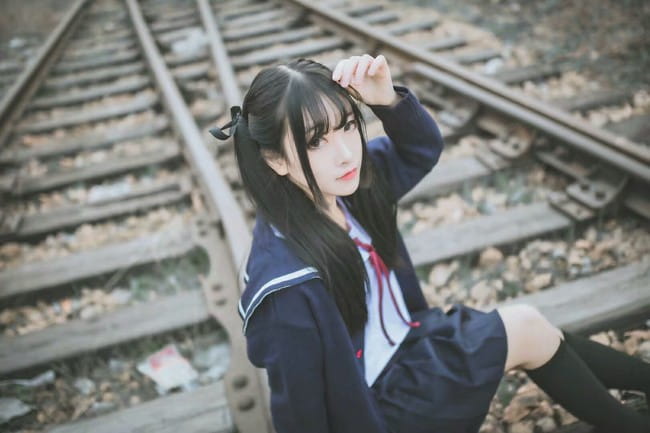 日系 JK 双马尾妹子 cosplay