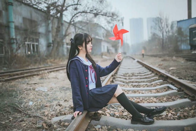 日系 JK 双马尾妹子 cosplay