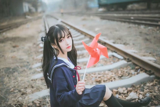 日系 JK 双马尾妹子 cosplay