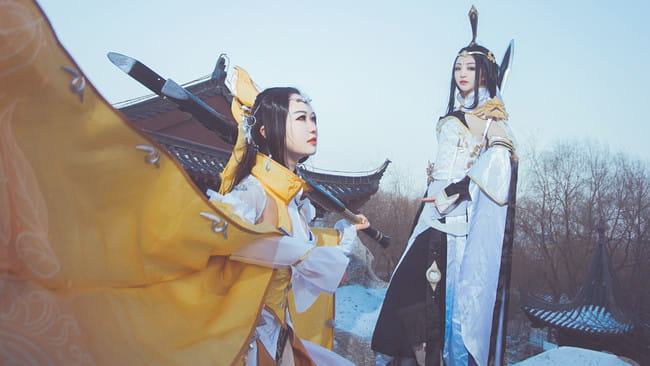 剑侠情缘网络版叁 雪河藏剑成女&秦风纯阳成女 cosplay图片(1)