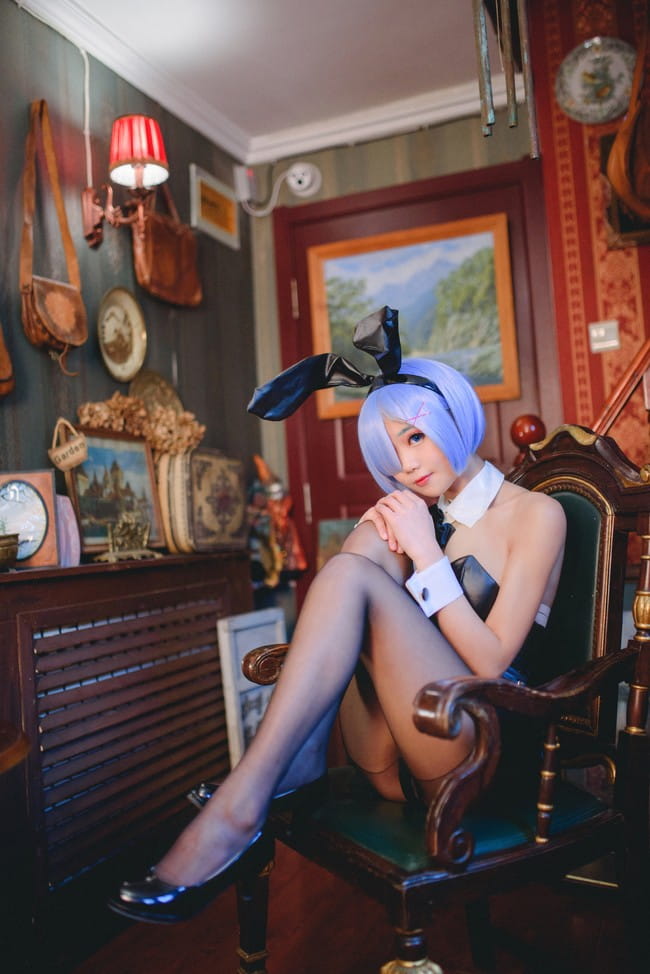 蕾姆兔女郎黑丝 cosplay