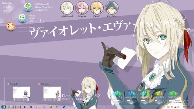 Windows 7 萌化电脑主题 紫罗兰的永恒花园