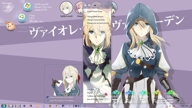 Windows 7 萌化电脑主题 紫罗兰的永恒花园