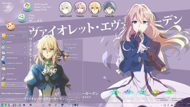 Windows 7 萌化电脑主题 紫罗兰的永恒花园