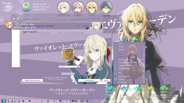 Windows 7 萌化电脑主题 紫罗兰的永恒花园