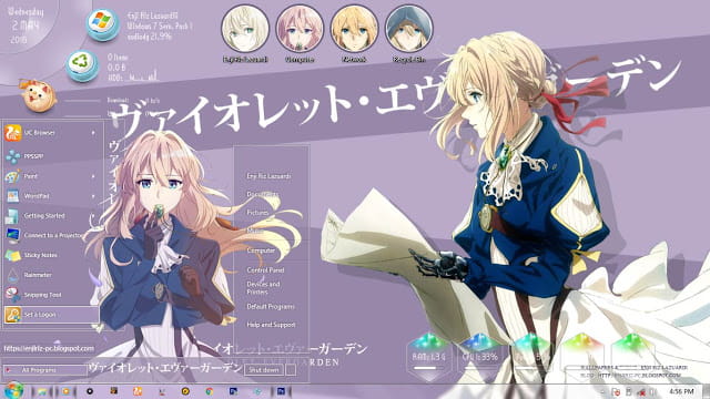 Windows 7 萌化电脑主题 紫罗兰的永恒花园