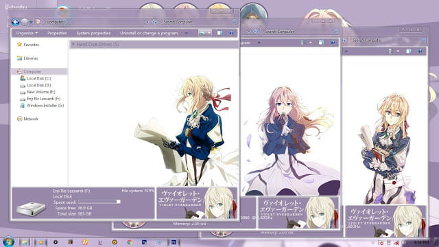 Windows 7 萌化电脑主题 紫罗兰的永恒花园