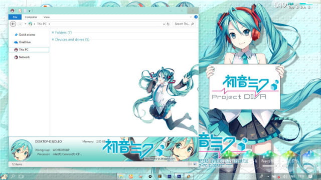 Windows10 萌化电脑主题 初音未来