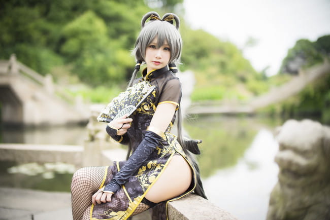 洛天依 旗袍 绝对领域 cosplay