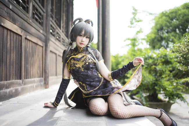 洛天依 旗袍 绝对领域 cosplay