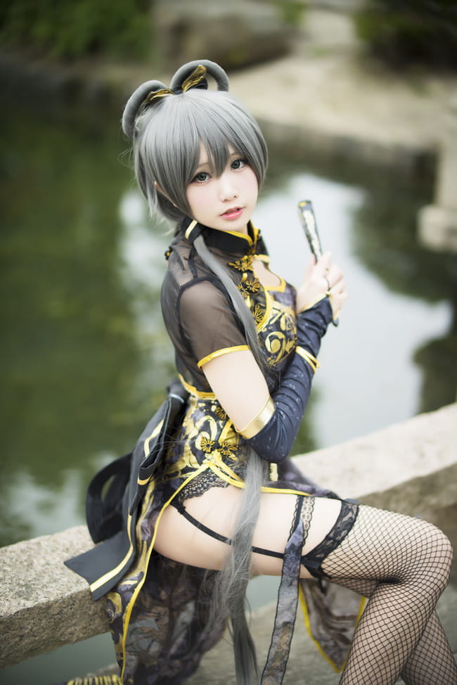 洛天依 旗袍 绝对领域 cosplay