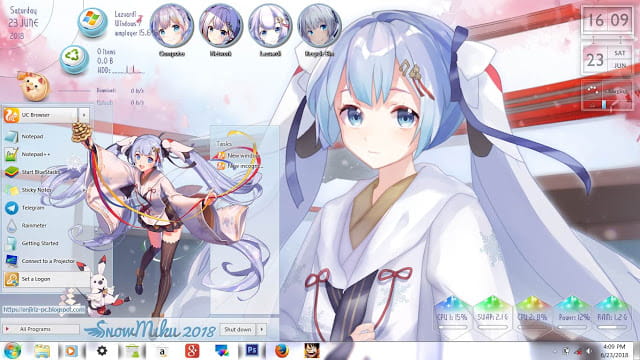 Windows7 萌化电脑主题 2018雪初音