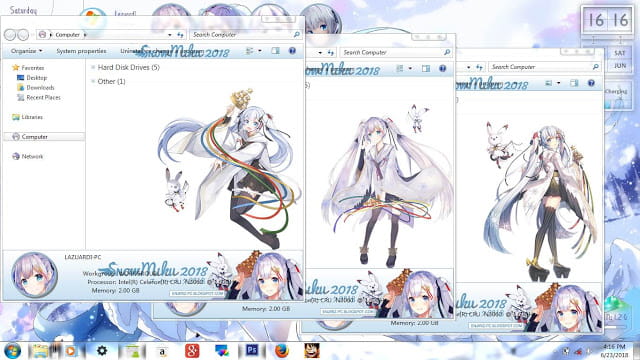 Windows7 萌化电脑主题 2018雪初音