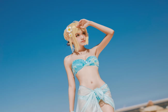 【cos正片】Fate/Extra Saber 泳装